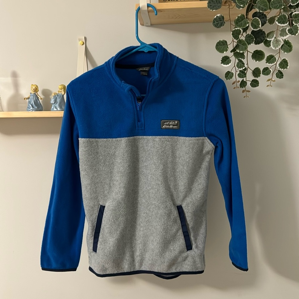 NWT Blue Fleece 1/4 Zip Pullover Youth 11 to 12 by Eddie Bauer